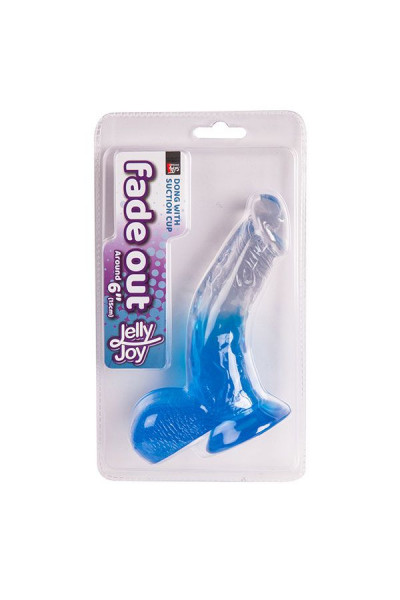 Синий фаллоимитатор с прозрачной верхней частью JELLY JOY FADE OUT DONG 6INCH - 15,2 см.