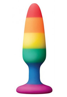 Разноцветная анальная втулка RAINBOW ANAL PLUG SMALL - 11 см.