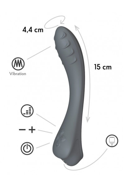 Темно-серый вибратор для G-точки Apus - 19 см.