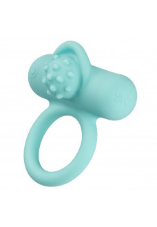 Аквамариновое эрекционное виброкольцо Silicone Rechargeable Nubby Lover’s Delight