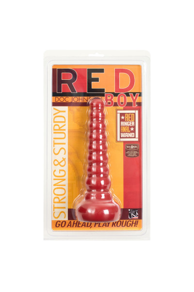 Ребристая анальная втулка Red Boy Anal Wand Butt Plug - 21,3 см.