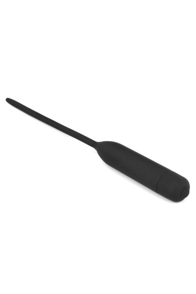 Черный уретральный виброплаг Silicone Vibrating Urethral Dilator - 21 см.