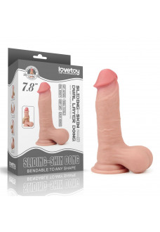 Телесный фаллоимитатор Sliding Skin Dual Layer Dong - 19,5 см.