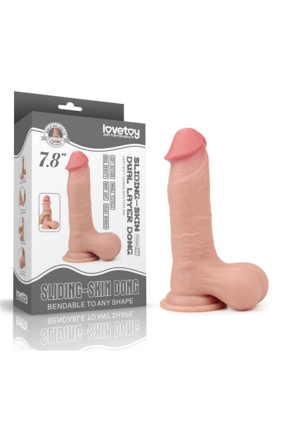 Телесный фаллоимитатор Sliding Skin Dual Layer Dong - 19,5 см.