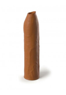 Кофейная насадка-удлинитель Uncut Silicone Penis Enhancer - 17,8 см.