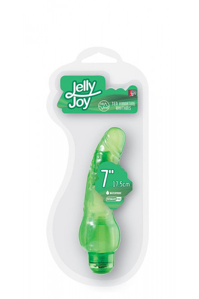 Зелёный гелевый вибратор JELLY JOY 7INCH 10 RHYTHMS GREEN - 17,5 см.