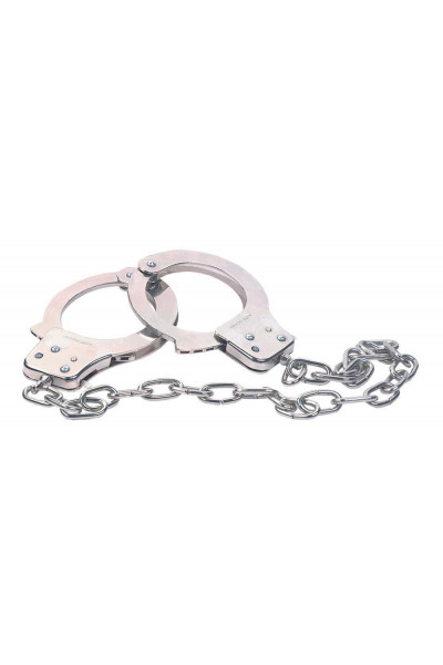 Наручники из металла с длинной цепочкой CHROME HANDCUFFS METAL HANDCUFFS W. KEY