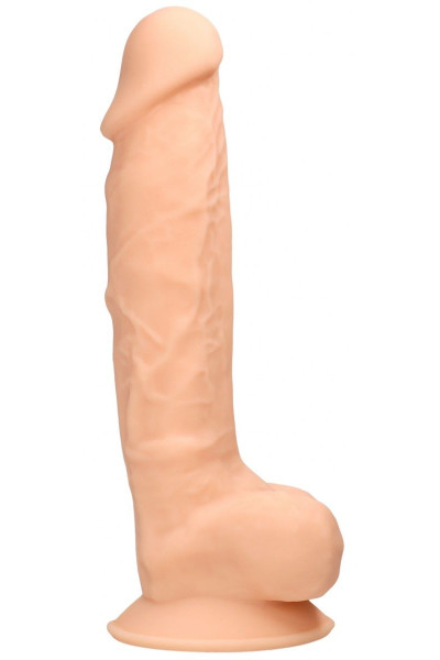 Телесный фаллоимитатор Silicone Dildo With Balls - 22,8 см.