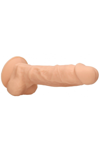 Телесный фаллоимитатор Silicone Dildo With Balls - 22,8 см.