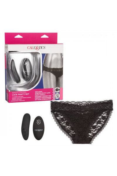 Черные кружевные трусики с вибромассажером Remote Control Panty Set L/XL