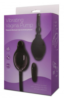 Чёрная вибропомпа для вагины с 7 режимами вибрации VIBRATING VAGINA PUMP