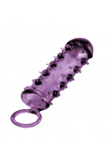 Закрытая фиолетовая насадка с пупырышками SAMURAI PENIS SLEEVE PURPLE - 14,5 см.