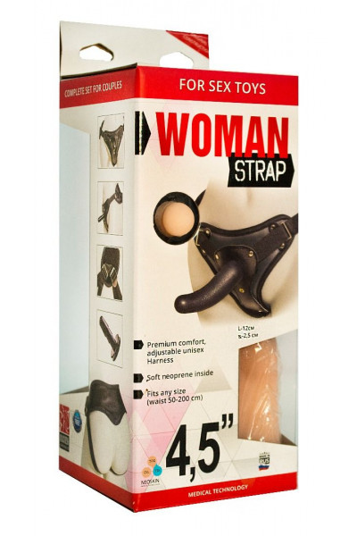 Женский страпон с вагинальной пробкой Woman Strap - 12 см.