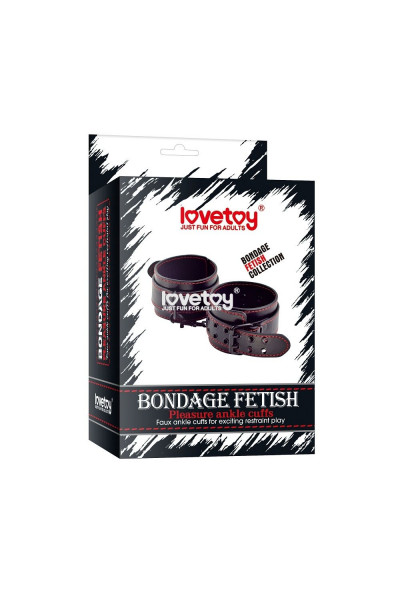 Черные поножи Bondage Fetish Pleasure Ankle cuffs с контрастной строчкой