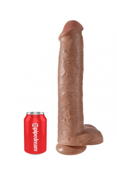 Кофейный фаллоимитатор-гигант 15  Cock with Balls - 40,6 см.