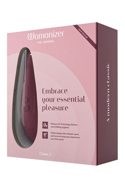 Бордовый бесконтактный стимулятор клитора Womanizer Classic 2