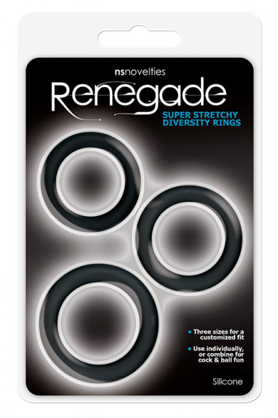 Набор из 3 чёрных эрекционных колец Renegade Diversity Rings Black