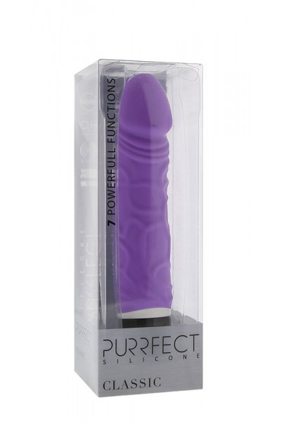 Фиолетовый вибратор-реалистик PURRFECT SILICONE CLASSIC 6.5INCH - 16,5 см.