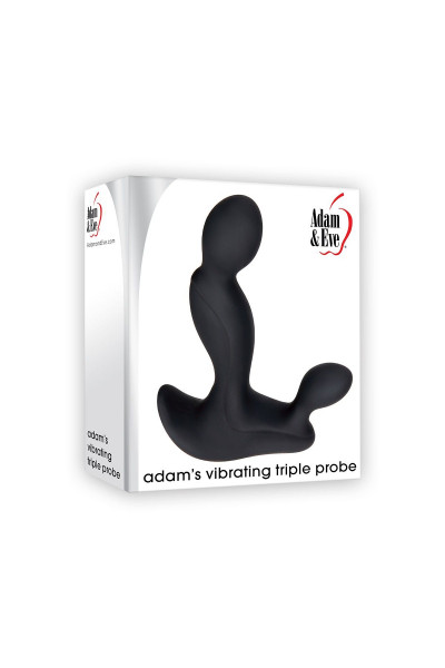 Черный вибростимулятор простаты Adam s Vibrating Triple Probe - 12,1 см.