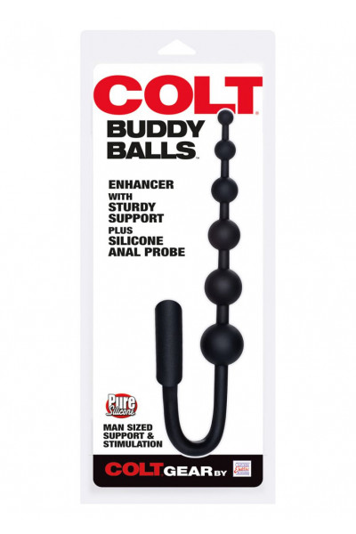 Чёрный анальный стимулятор с кольцом COLT BUDDY BALLS - 18,5 см.