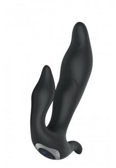 Черный вибратор N 35 RECHARGEABLE DUO VIBRATOR - 17,5 см.