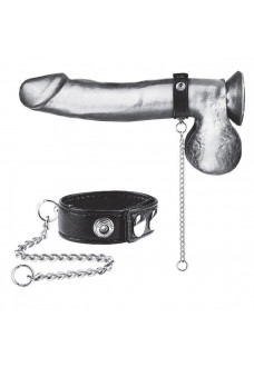 Утяжка на пенис с поводком Snap Cock Ring With 12  Leash