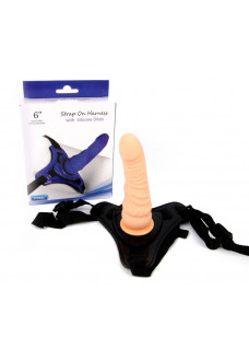 Телесный поясной страпон Strap On Harness with Silicon Dildo - 14 см.