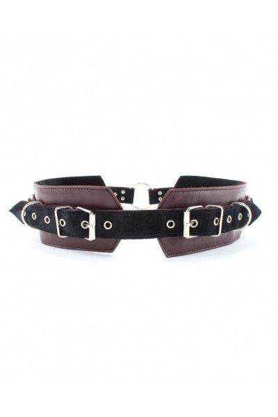 Бордовый пояс с колечками для крепления наручников Maroon Leather Belt