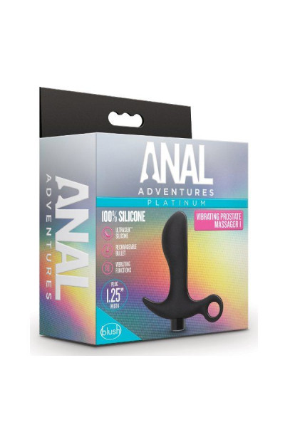 Черный анальный вибратор Silicone Vibrating Prostate Massager 01 - 10,8 см.