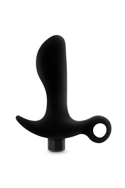 Черный анальный вибратор Silicone Vibrating Prostate Massager 01 - 10,8 см.