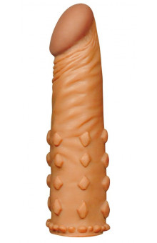 Коричневая насадка-удлинитель Add 2  Pleasure X Tender Penis Sleeve - 18 см.