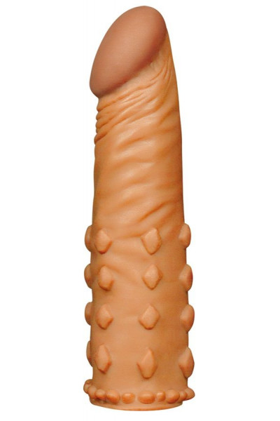 Коричневая насадка-удлинитель Add 2  Pleasure X Tender Penis Sleeve - 18 см.