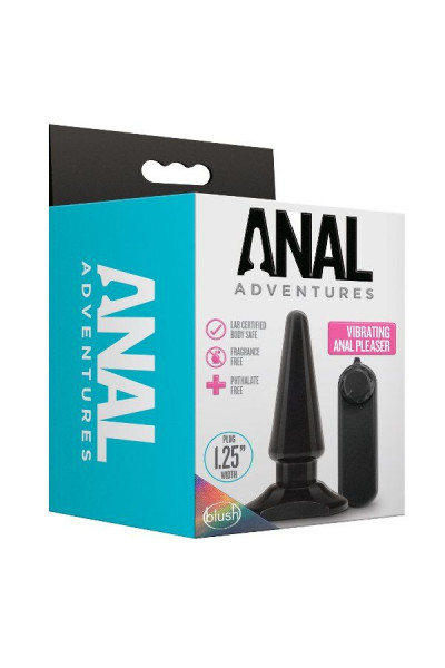 Черная анальная пробка с вибрацией Basic Vibrating Anal Pleaser - 10,2 см.