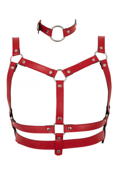 Красный комплект БДСМ-аксессуаров Harness Set