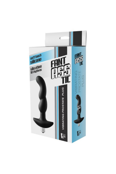 Черная вибропробка для простаты FantASStic Vibrating Prostate Plug - 14,5 см.