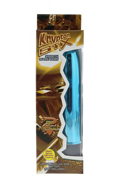 Голубой гладкий вибромассажёр KRYPTON STIX 5 MASSAGER M/S BLUE - 12,7 см.