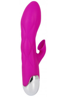 Лиловый вибратор-кролик Super Soft Silicone Sucking Vibrator - 20 см.