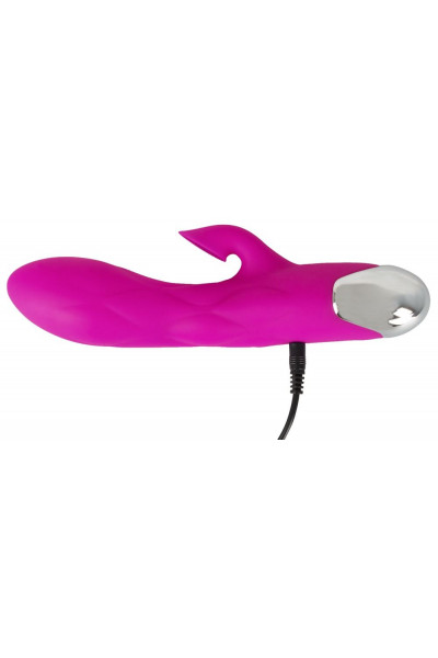 Лиловый вибратор-кролик Super Soft Silicone Sucking Vibrator - 20 см.