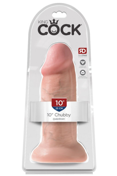 Телесный фаллоимитатор King Cock 10  Chubby - 25 см.