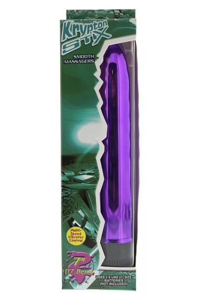 Фиолетовый классический вибратор KRYPTON STIX 7 MASSAGER - 17,8 см.