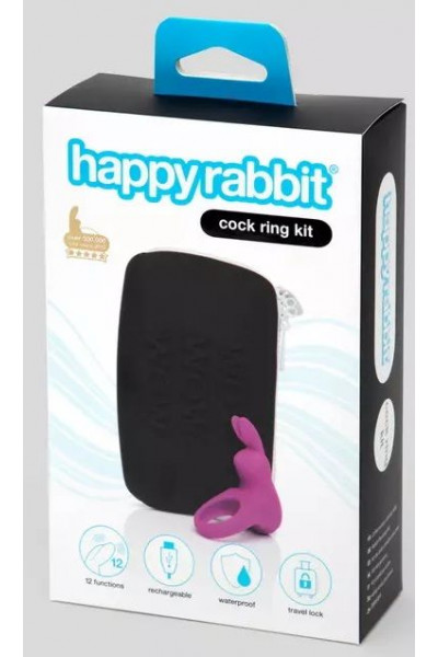 Фиолетовое эрекционное виброкольцо Happy Rabbit Cock Ring Kit