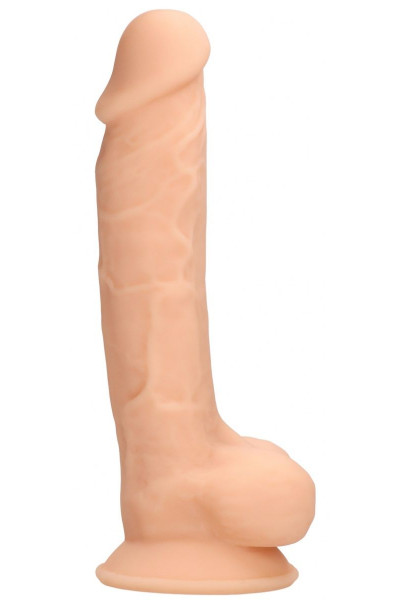 Телесный фаллоимитатор Silicone Dildo With Balls - 17,8 см.