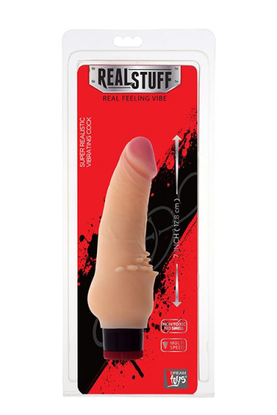 Реалистичный вибратор с мягкими шипами для внешней стимуляции REALSTUFF 7INCH VIBRATOR - 17,8 см.