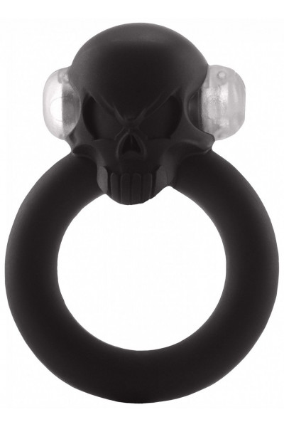 Чёрное виброкольцо Shadow Skull Cockring с черепом