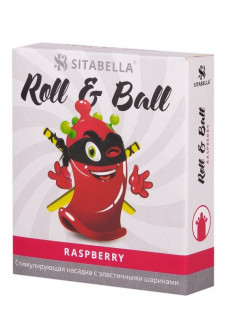 Стимулирующий презерватив-насадка Roll   Ball Raspberry