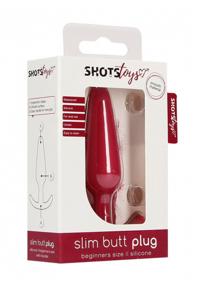 Красная анальная пробка для ношения Slim Butt Plug - 8,3 см.