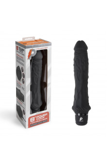 Черный вибратор-реалистик 8  Girthy Realistic Vibrator - 24,5 см.