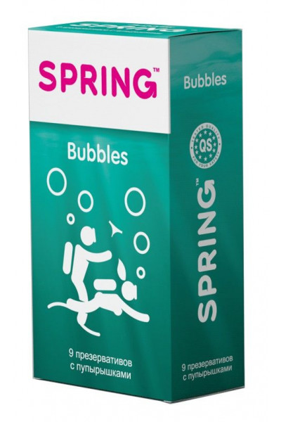 Презервативы SPRING BUBBLES с пупырышками - 9 шт.