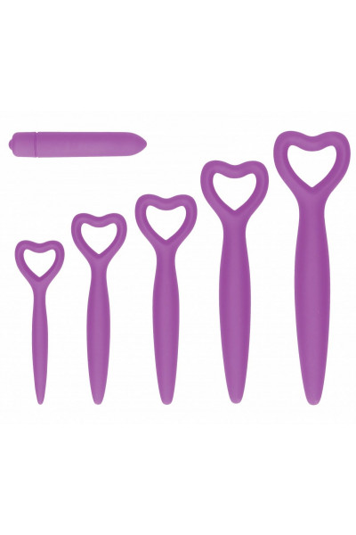 Набор фиолетовых вагинальных расширителей с вибропулей Silicone Vaginal Dilator Set