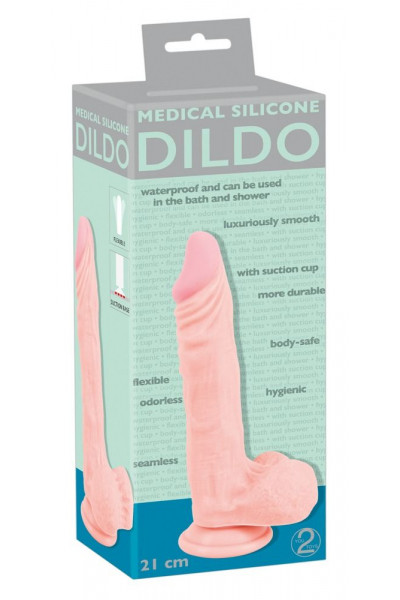 Реалистичный фаллоимитатор с чуть зауженной головкой Medical Silicone Dildo - 21 см.